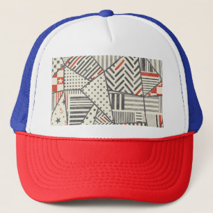 Retro Patchwork: Abstract geometrisch ontwerp Trucker Pet
