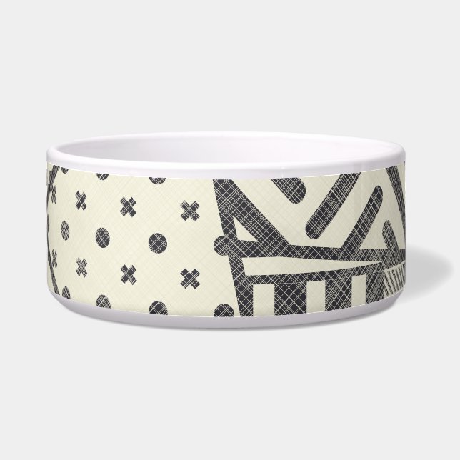 Retro Patchwork: Abstract geometrisch ontwerp Voerbakje (Voorkant)