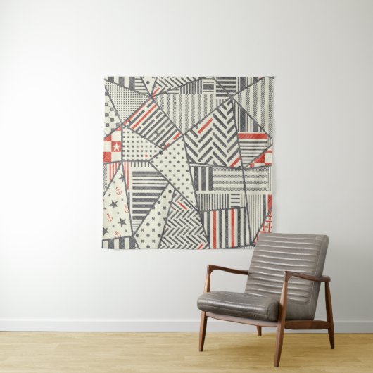 Retro Patchwork: Abstract geometrisch ontwerp Wandkleed (In situ)