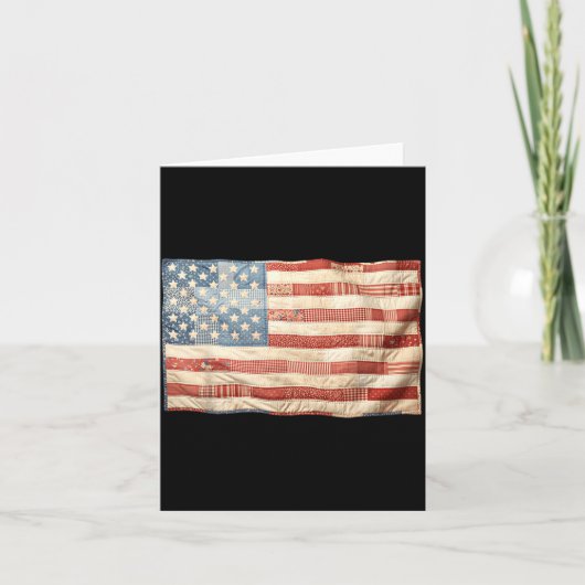 Retro Patchwork Amerikaanse Vlag Patriottisch Graf Kaart (Voorkant)