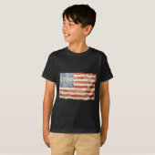 Retro Patchwork Amerikaanse Vlag Patriottische Gra T-shirt (Voorkant volledig)