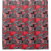 Retro Patchwork Bloemendekenpatroon Douchegordijn (Voorkant)