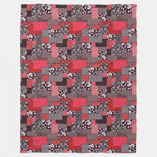 Retro Patchwork Bloemendekenpatroon Fleece Deken (Voorkant)