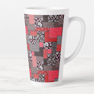 Retro Patchwork Bloemendekenpatroon Latte Mok
