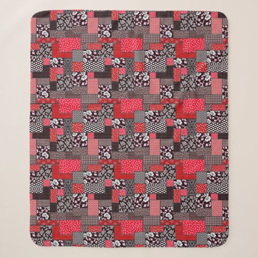 Retro Patchwork Bloemendekenpatroon Sherpa Deken (Voorkant)