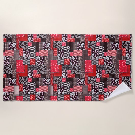 Retro Patchwork Bloemendekenpatroon Strandlaken (Voorkant)