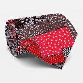 Retro Patchwork Bloemendekenpatroon Stropdas (Opgerold)