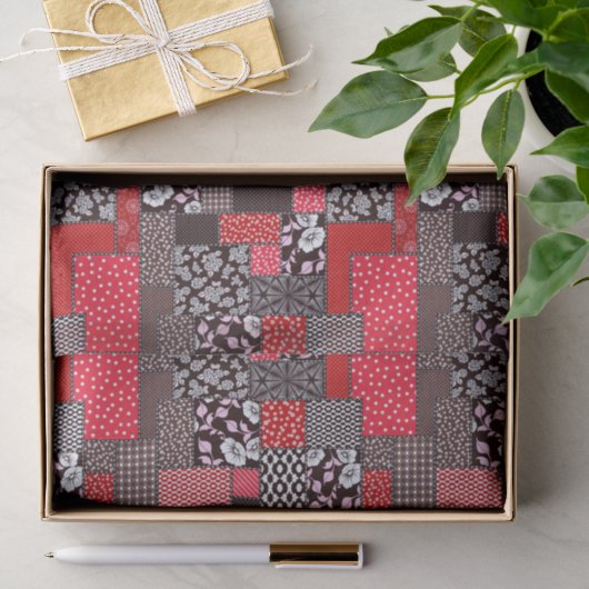 Retro Patchwork Bloemendekenpatroon Tissuepapier (Geschenk)