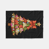 Retro Patchwork Bow Christmas,rustic Country Chris Fleece Deken (Voorkant (Horizontaal))