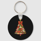 Retro Patchwork Bow Christmas,rustic Country Chris Sleutelhanger (Voorkant)