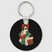 Retro Patchwork Christmas Ghost Coquette Bow X-mas Sleutelhanger (Voorkant)