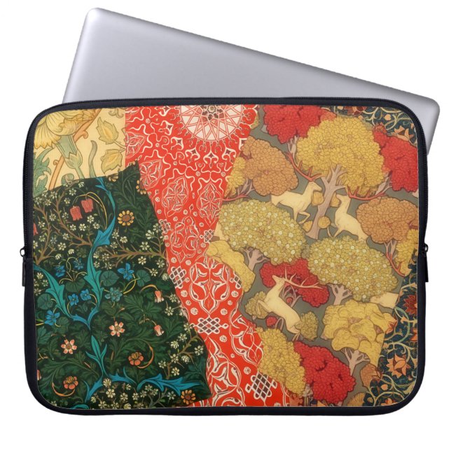 Retro Patchwork Collage Kunst Laptop Hoes (Voorkant)
