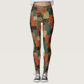 Retro Patchwork Dierenprint Leggings (Voorkant)