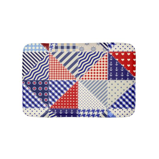 Retro Patchwork Driehoeken Nautische Stijl Badmat (Voorkant)