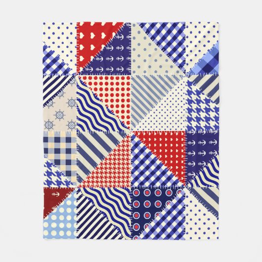 Retro Patchwork Driehoeken Nautische Stijl Fleece Deken (Voorkant)