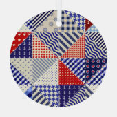 Retro Patchwork Driehoeken Nautische Stijl Glas Ornament (Achterkant)