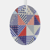 Retro Patchwork Driehoeken Nautische Stijl Glas Ornament (Voorkant Rechts)