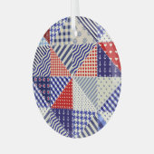 Retro Patchwork Driehoeken Nautische Stijl Glas Ornament (Voorkant links)