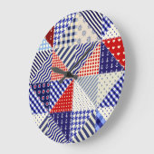 Retro Patchwork Driehoeken Nautische Stijl Grote Klok (Hoek)