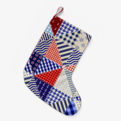 Retro Patchwork Driehoeken Nautische Stijl Kleine Kerstsok (Voorkant (Hangend))