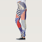 Retro Patchwork Driehoeken Nautische Stijl Leggings (Links)