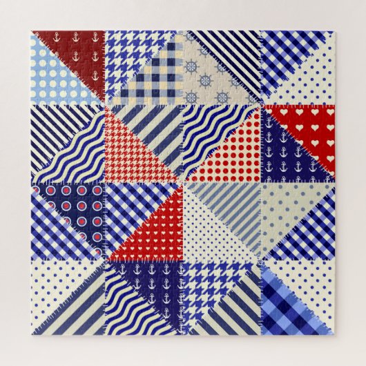 Retro Patchwork Driehoeken Nautische Stijl Legpuzzel (Verticaal)