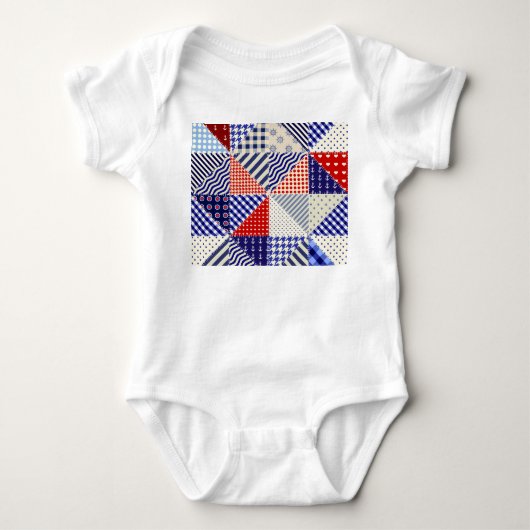 Retro Patchwork Driehoeken Nautische Stijl Romper (Voorkant)