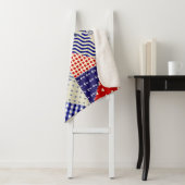 Retro Patchwork Driehoeken Nautische Stijl Sherpa Deken (In situ)
