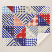 Retro Patchwork Driehoeken Nautische Stijl Sherpa Deken (Voorkant (horizontaal))