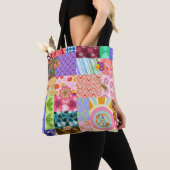 Retro Patchwork Groovy Boho Schoudertas Tote Bag (Dichtbij)