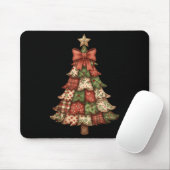 Retro Patchwork Kerstboom Vintage Prettig Kerstfee Muismat (Met muis)