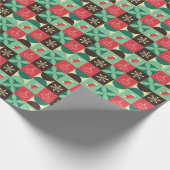 Retro Patchwork Kerstpatroon Cadeaupapier (Hoek)