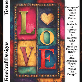 Retro Patchwork "LOVE" Panel Sign DP9F Decoupage Tissuepapier