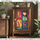Retro Patchwork "LOVE" Panel Sign DP9F Decoupage Tissuepapier