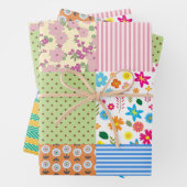 Retro Patchwork Quilt naaipatroon thema Inpakpapier Vel (In situ)