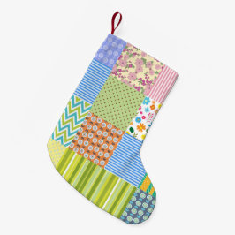 Retro Patchwork Quilt Pattern Kerstfeestdag Kleine Kerstsok