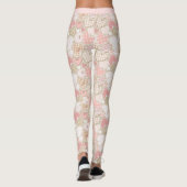 Retro Patchwork Quilt Roze Hart Patroon Leggings (Achterkant)