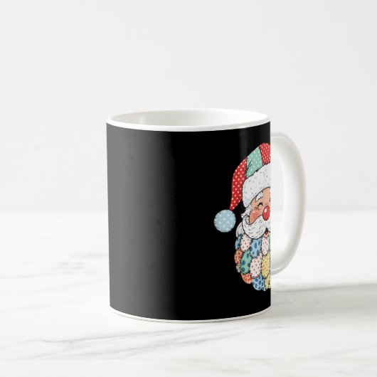 Retro Patchwork Santa Claus Christmas Preppy Xmas  Koffiemok (Voorkant rechts)
