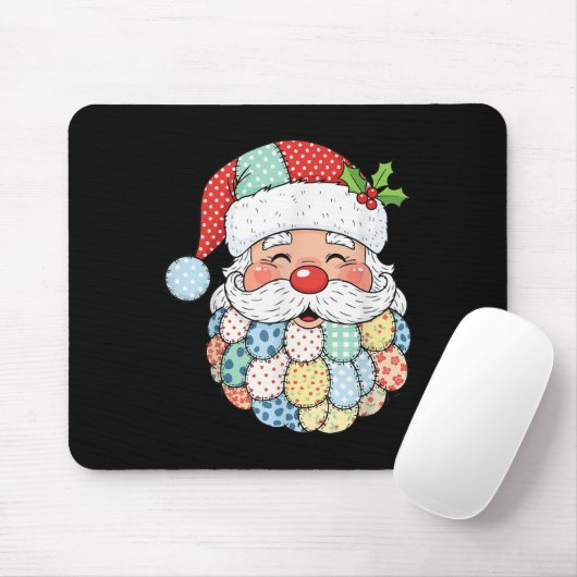 Retro Patchwork Santa Claus Christmas Preppy Xmas Muismat (Met muis)