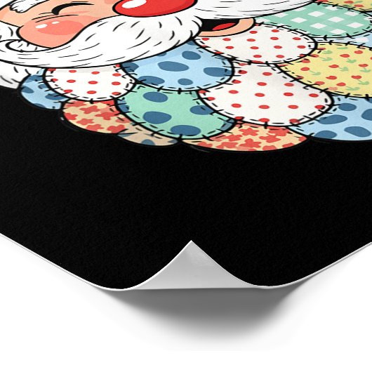 Retro Patchwork Santa Claus Christmas Preppy Xmas  Poster (Hoek)
