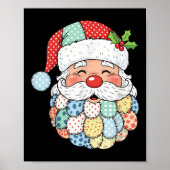 Retro Patchwork Santa Claus Christmas Preppy Xmas  Poster (Voorkant)
