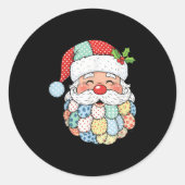 Retro Patchwork Santa Claus Christmas Preppy Xmas Ronde Sticker (Voorkant)