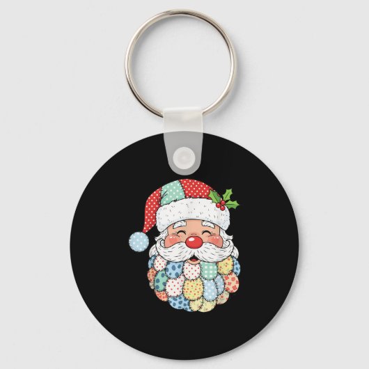 Retro Patchwork Santa Claus Christmas Preppy Xmas  Sleutelhanger (Voorkant)