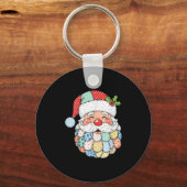 Retro Patchwork Santa Claus Christmas Preppy Xmas  Sleutelhanger (Voorkant)