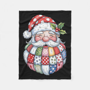 Retro Patchwork Sinterklaas Kerst Preppy Vrolijk Fleece Deken