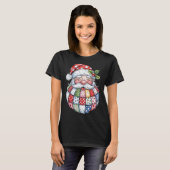 Retro Patchwork Sinterklaas Kerst Preppy Vrolijk T-shirt (Voorkant volledig)