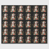 Retro Patchwork Sneeuwman Prettig Kerstmis Coquett Cadeaupapier (Vlak)