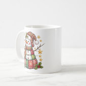 Retro Patchwork Sneeuwman Prettig Kerstmis Coquett Koffiemok (Voorkant links)