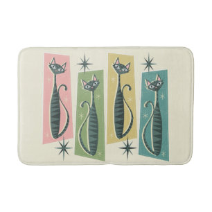 Retro Patchwork Tabbies ©studioxine Badmat