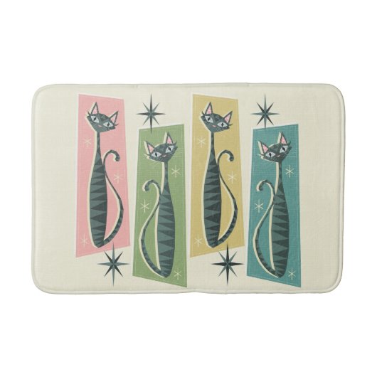 Retro Patchwork Tabbies ©studioxine Badmat (Voorkant)